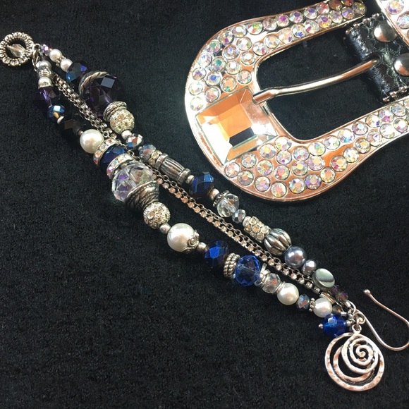 ⏰⏰LAST CHANCE ⏰⏰ Big wrist? 7.5-8 multi~Strand lArtisan  Shades of Blue Artisan - Picture 1 of 5